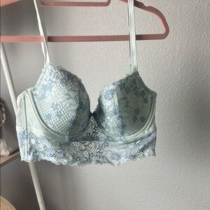 Elegant Light Blue Lace Bustier Bra- Adore Me